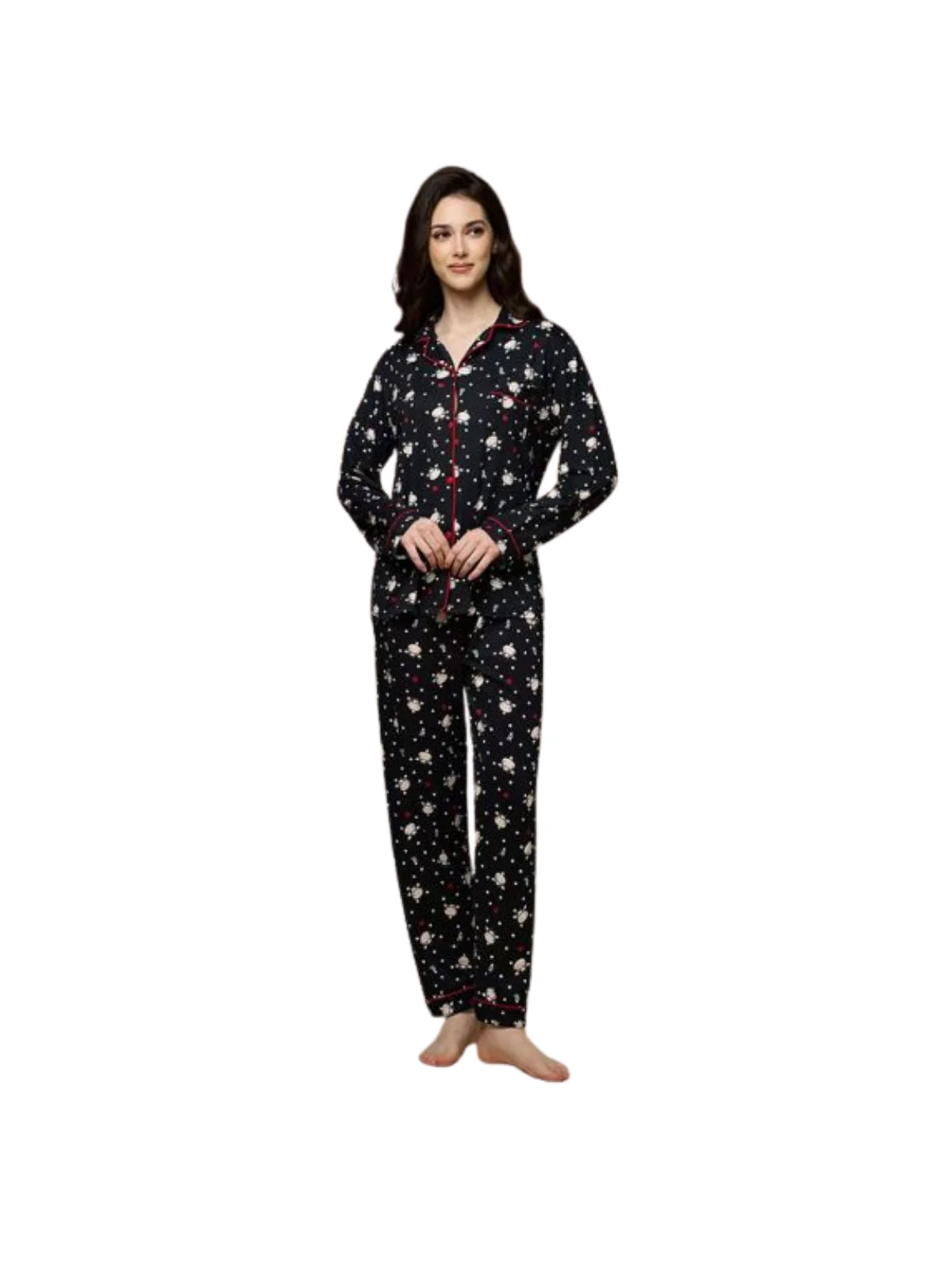 Pijama Mujer - Negro Floral Elegante|El Cajón de Noe