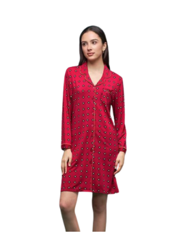 Camisón mujer rojo con botones y estampado EL CAJON DE NOE - 1