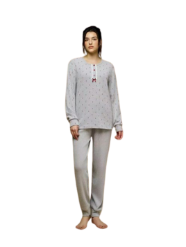 Pijama mujer gris con lazo rojo EL CAJON DE NOE - 1