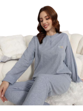 Pijama mujer gris con botones EL CAJON DE NOE - 1