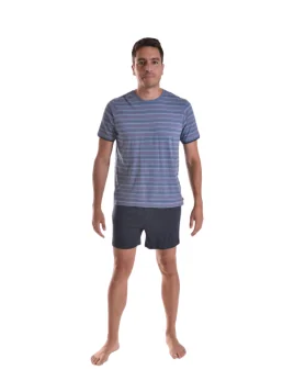 Pijama hombre rayas corto verano marino - vista 2