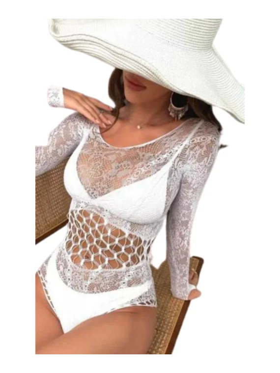 Body Encaje Blanco - Manga Larga|El Cajón de Noe