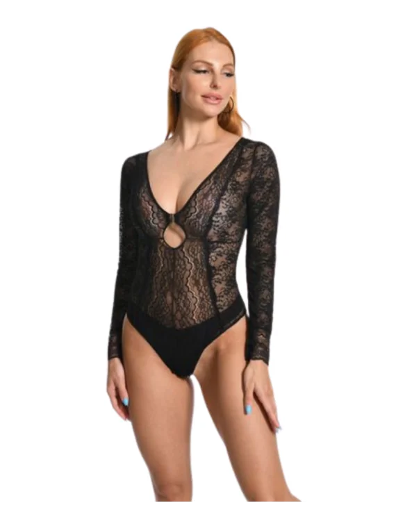 Body Encaje Negro - Escote Profundo Sexy|El Cajón de Noe