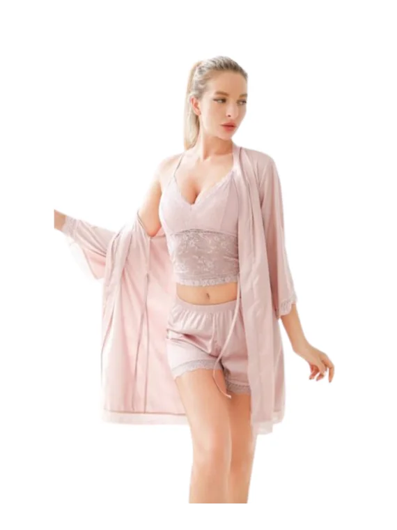 Conjunto Pijama Bata Mujer - Satén Elegante|El Cajón de Noe