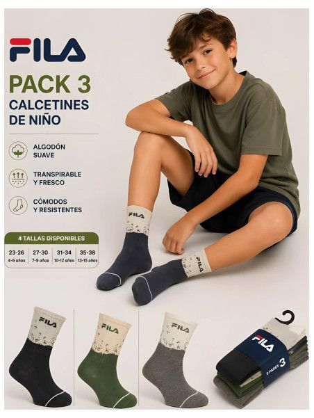 Calcetín Junior Niño Liso Fila Pack de 3 Fila - 1