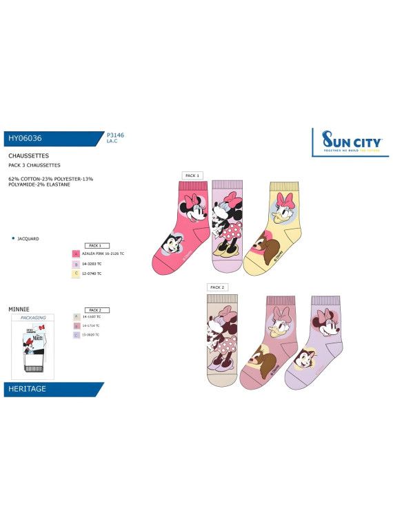 Pack 3 Calcetines Minnie Sun City Sun City - 1 Pack 3 Calcetines Minnie Sun City Sun City - 1