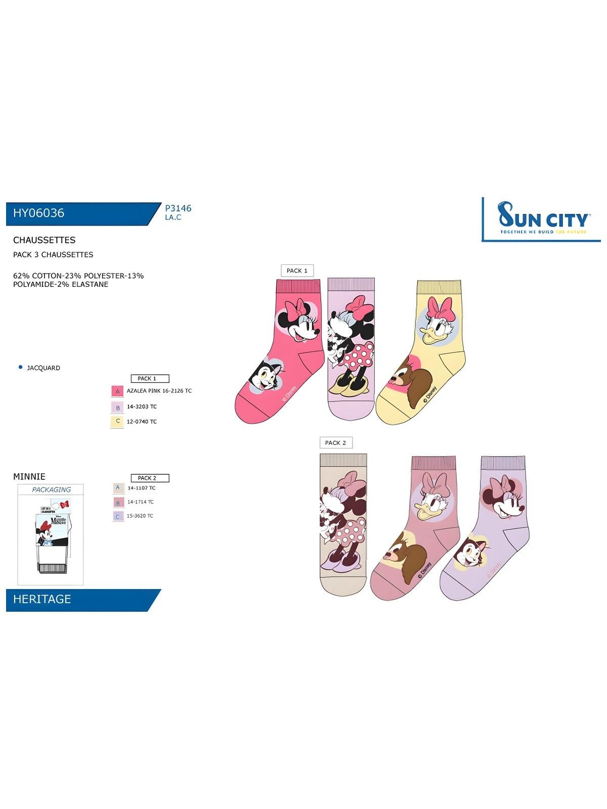 Pack 3 Calcetines Minnie Sun City Sun City - 1 Pack 3 Calcetines Minnie Sun City Sun City - 1