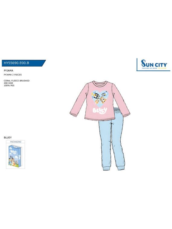 Pijama Coralina Niña Bluey Sun City - 1
