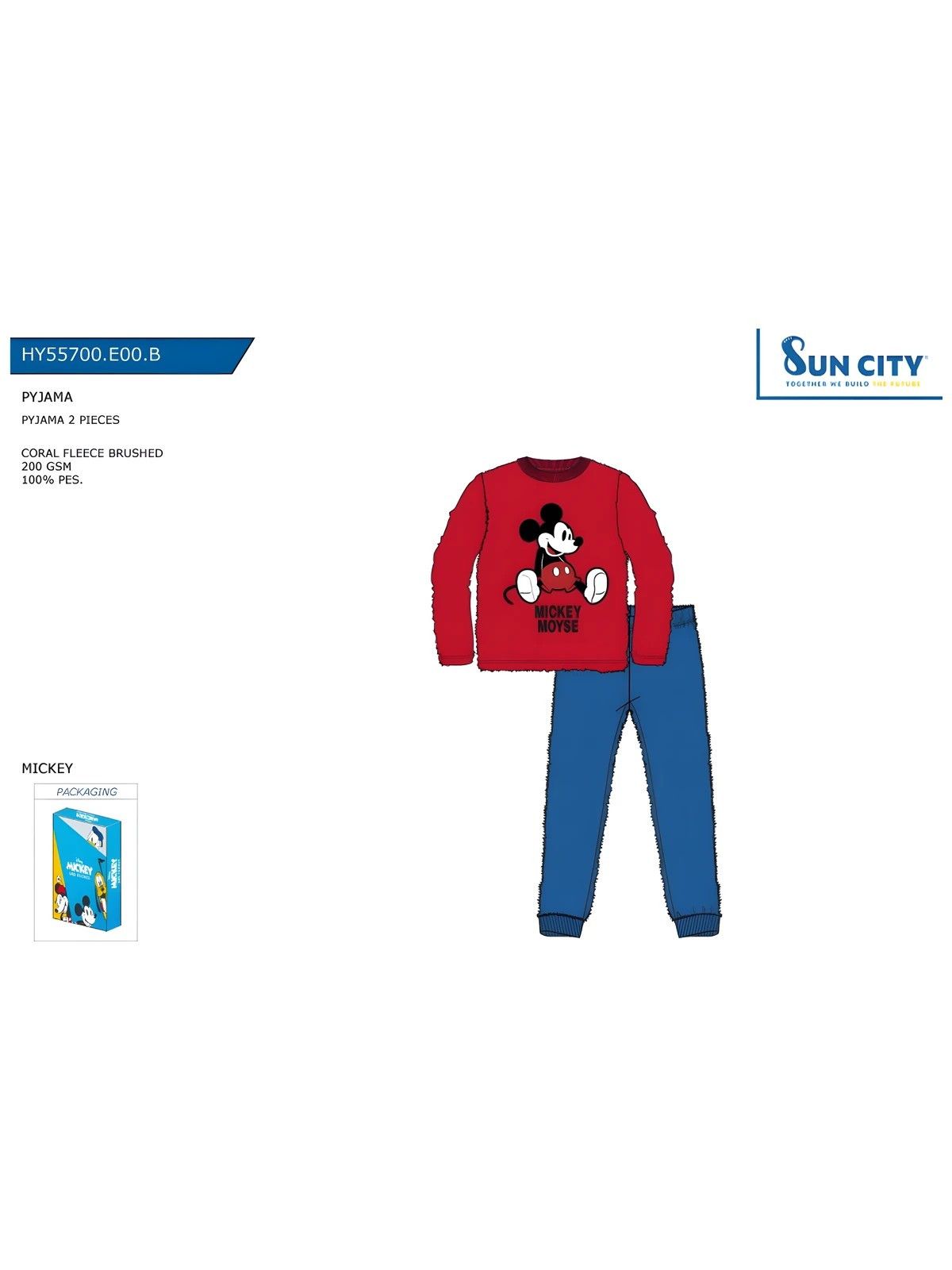 Pijama Coralina Niño Mickey Sun City - 1