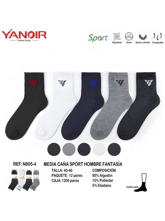 Calcetin Media Caña Hombre Pack12 Yanoir - 4 Calcetin Media Caña Hombre Pack12 Yanoir - 4