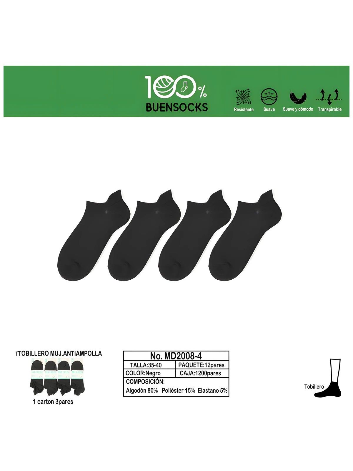 Tobillero Antiampolla Pack12 Buensocks - 2