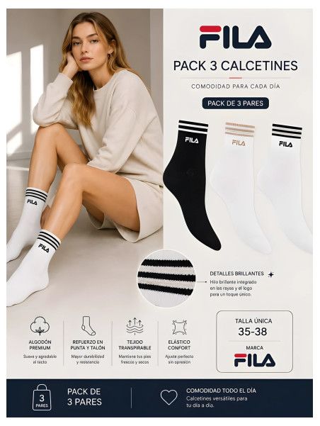 Calcetines media caña Fila F6832 pack 3 - vista 2