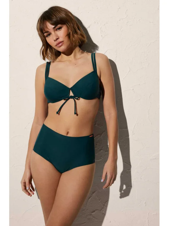conjunto bikini braga alta Ysabel Mora verde botella